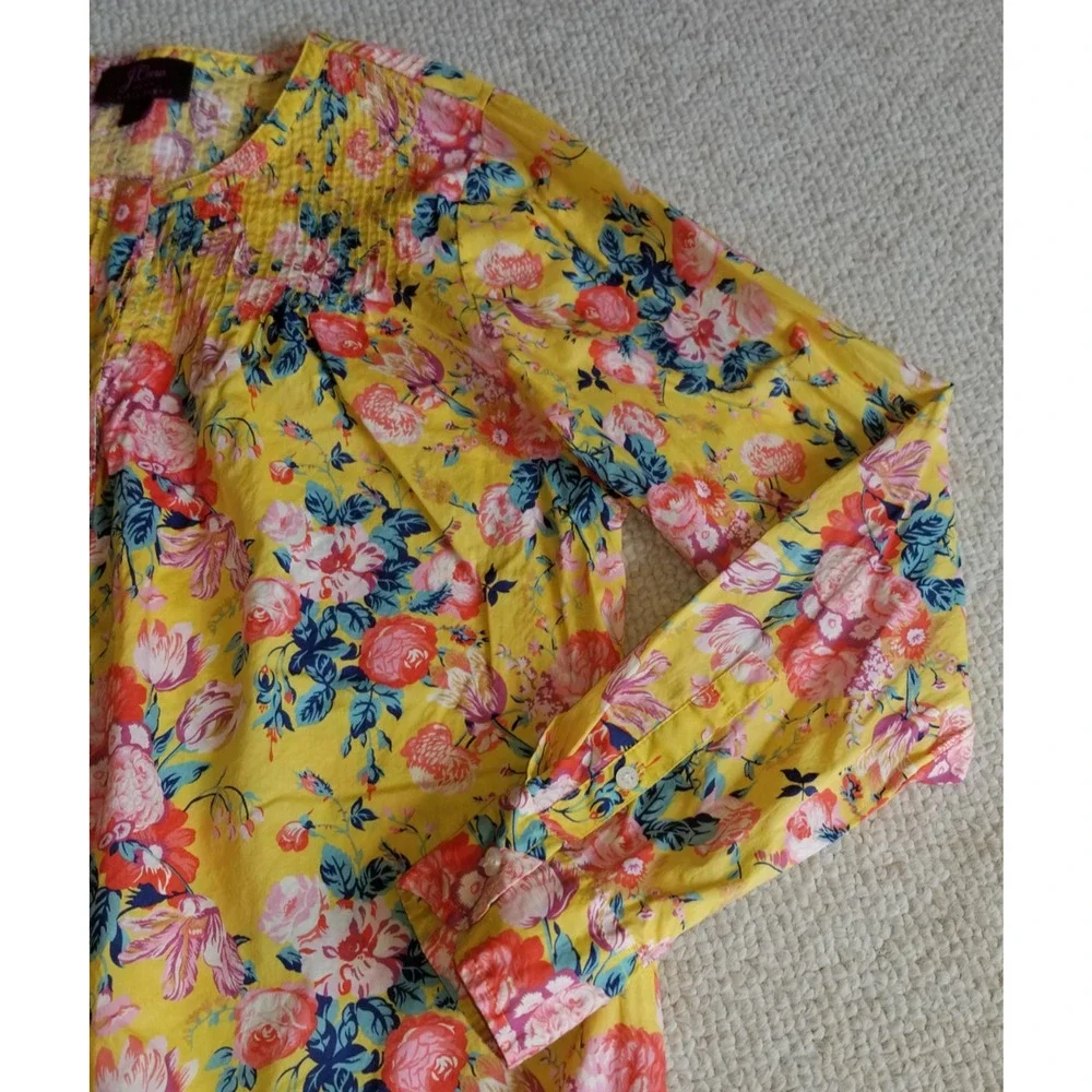 Womens Top-J.CREW-yellow 'Classic Popover Shirt in Liberty Magical Bouquet'-4